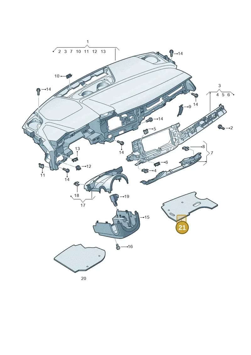 8Y1863802 — Audi A3 Sportback (2019-2025) diagram 596857100, position 21