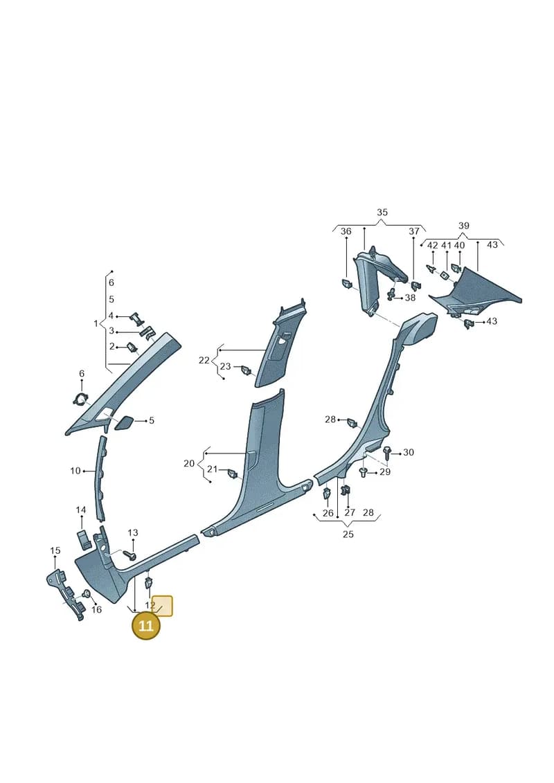 8Y18672714PK — Audi A3 Sportback (2019-2025) diagram 596867660, position 11
