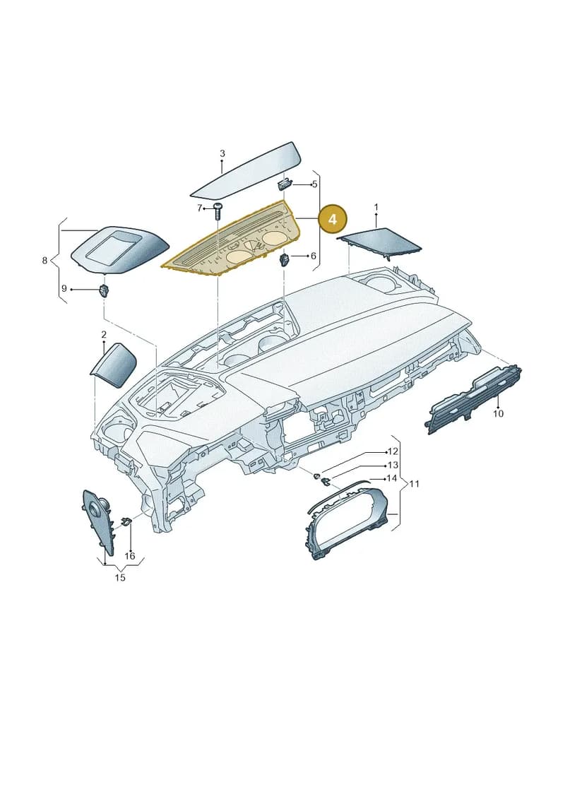 8Y2819635A6PS — Audi A3 Sportback (2019-2025) diagram 596857150, position 4