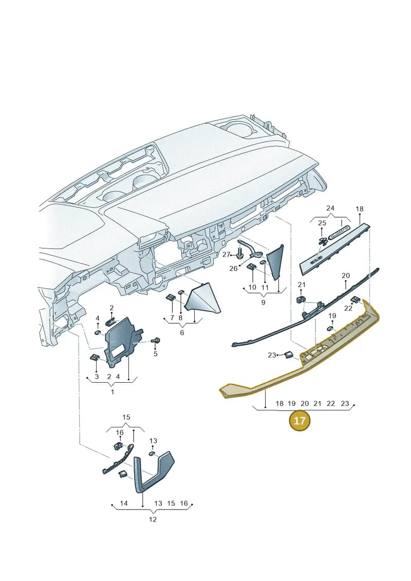 8Y2853189GIQ8 — Audi A3 Sportback (2019-2025) diagram 596857170, position 17