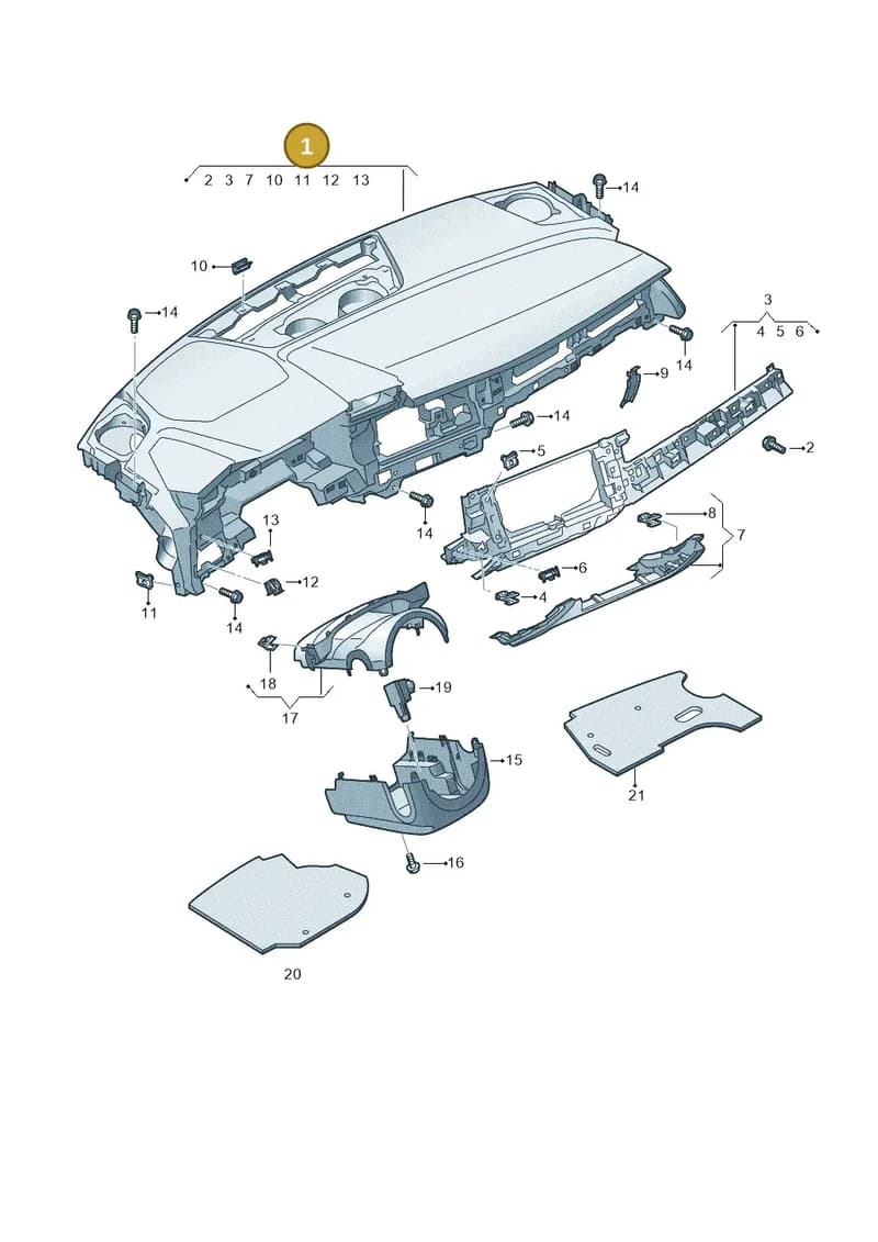 8Y2857001GTAB — Audi A3 Sportback (2019-2025) diagram 596857100, position 1