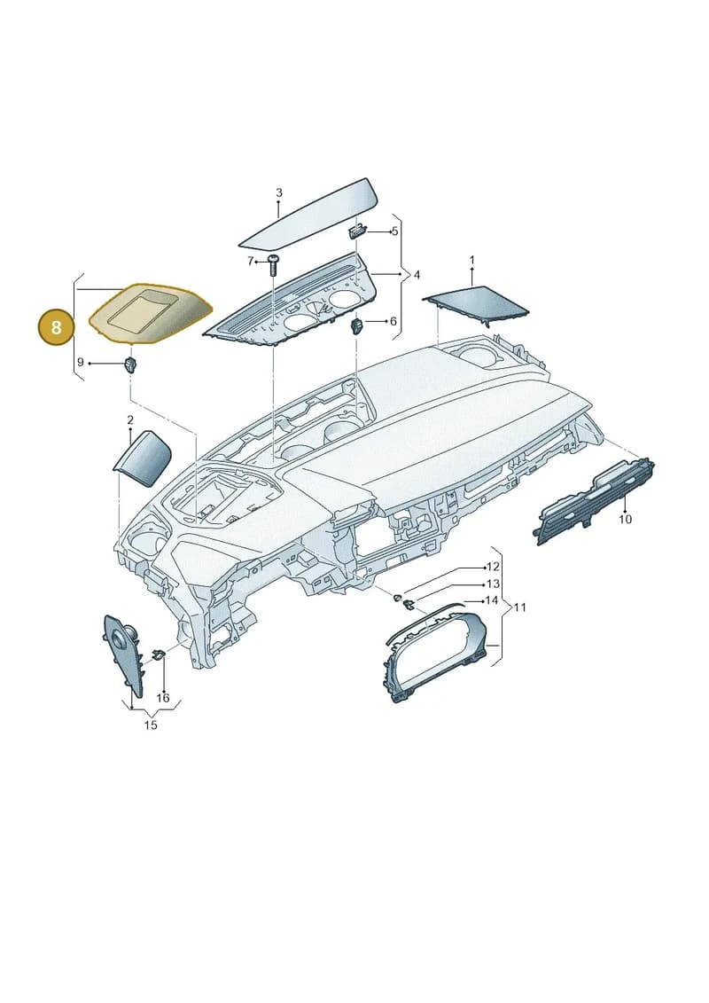 8Y2857161A6PS — Audi A3 Sportback (2019-2025) diagram 596857150, position 8