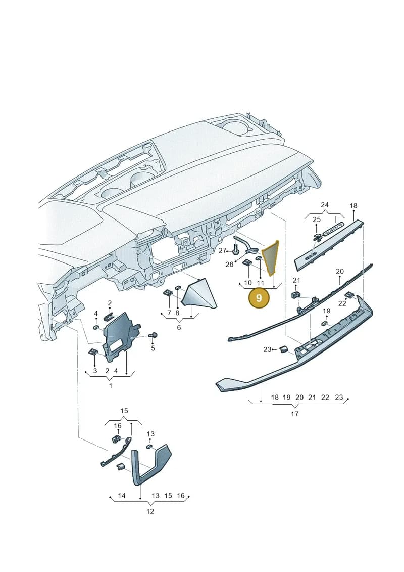 8Y2857185V58 — Audi A3 Sportback (2019-2025) diagram 596857170, position 9