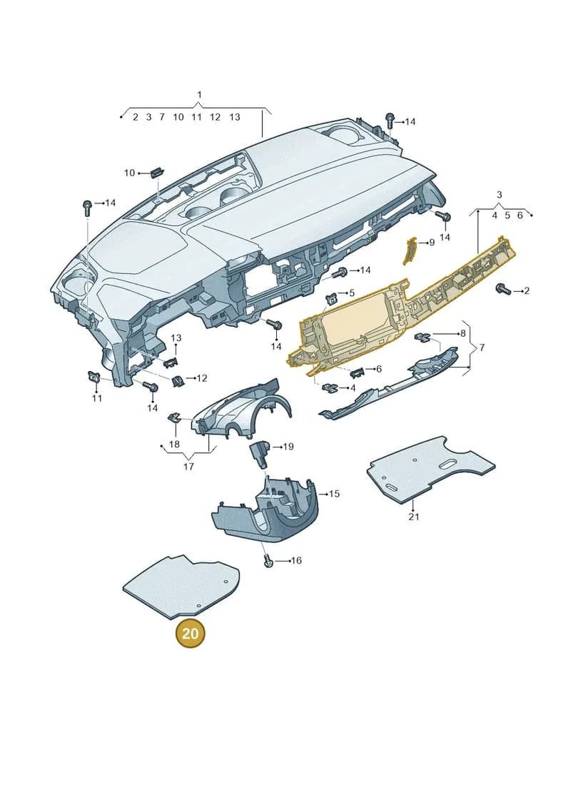 8Y2863801 — Audi A3 Sportback (2019-2025) diagram 596857100, position 20