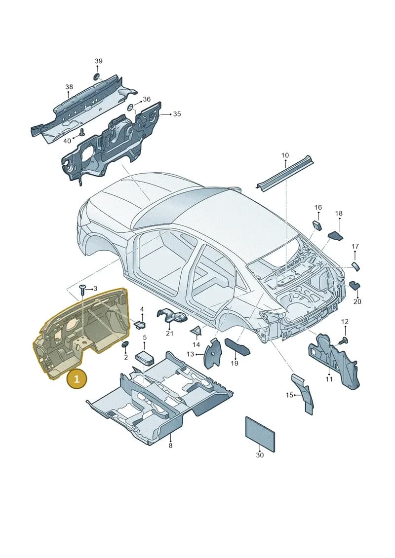 8Y2863947 — Audi A3 Sportback (2019-2025) diagram 596863200, position 1