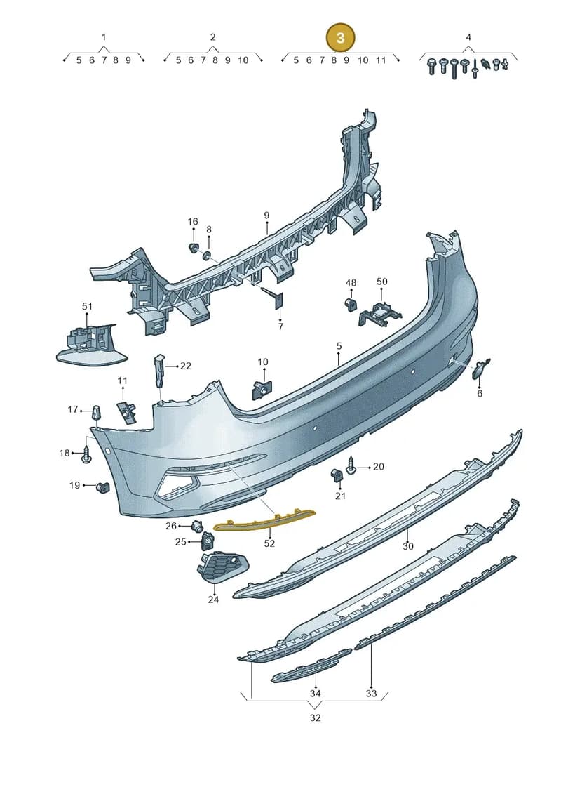 8Y4807067BGRU — Audi A3 Sportback (2019-2025) diagram 596807600, position 3