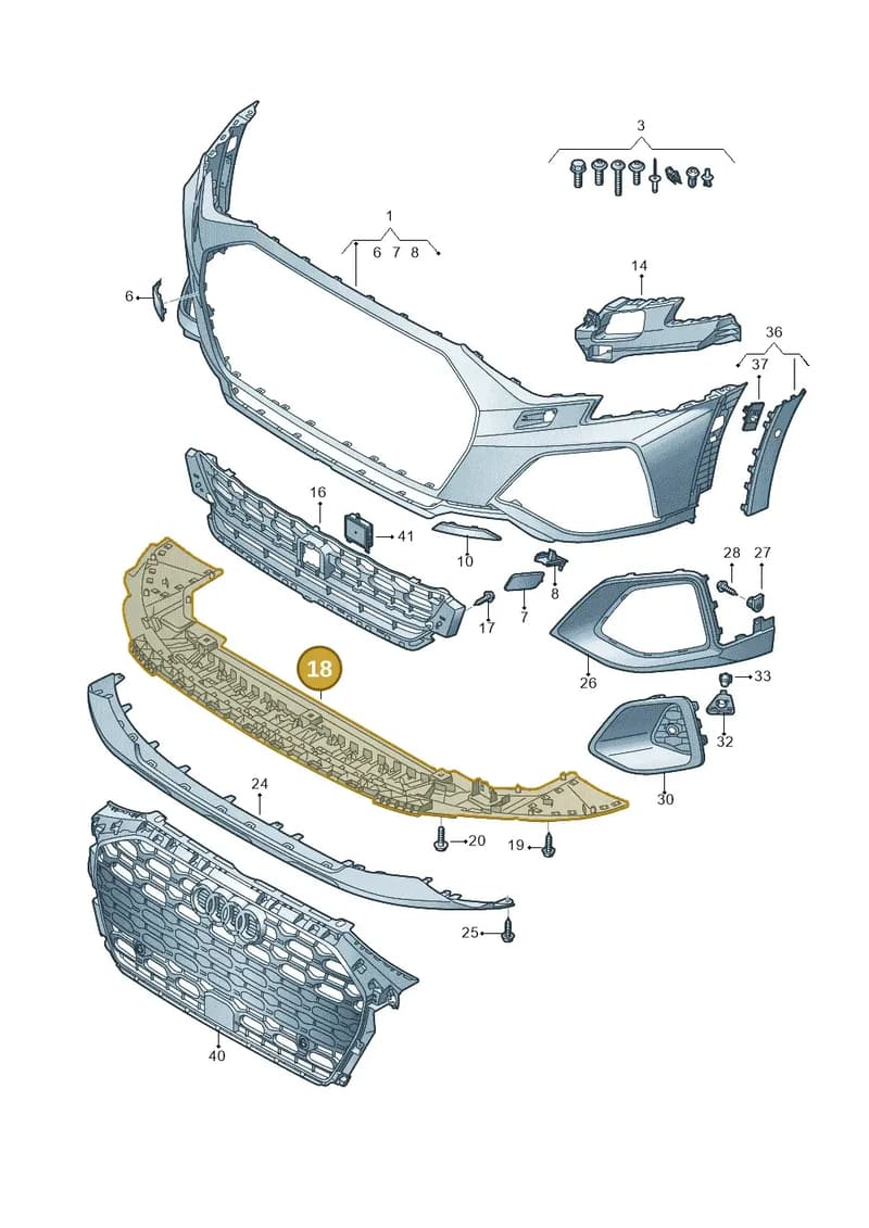 8Y4807233B — Audi A3 Sportback (2019-2025) diagram 596807300, position 18