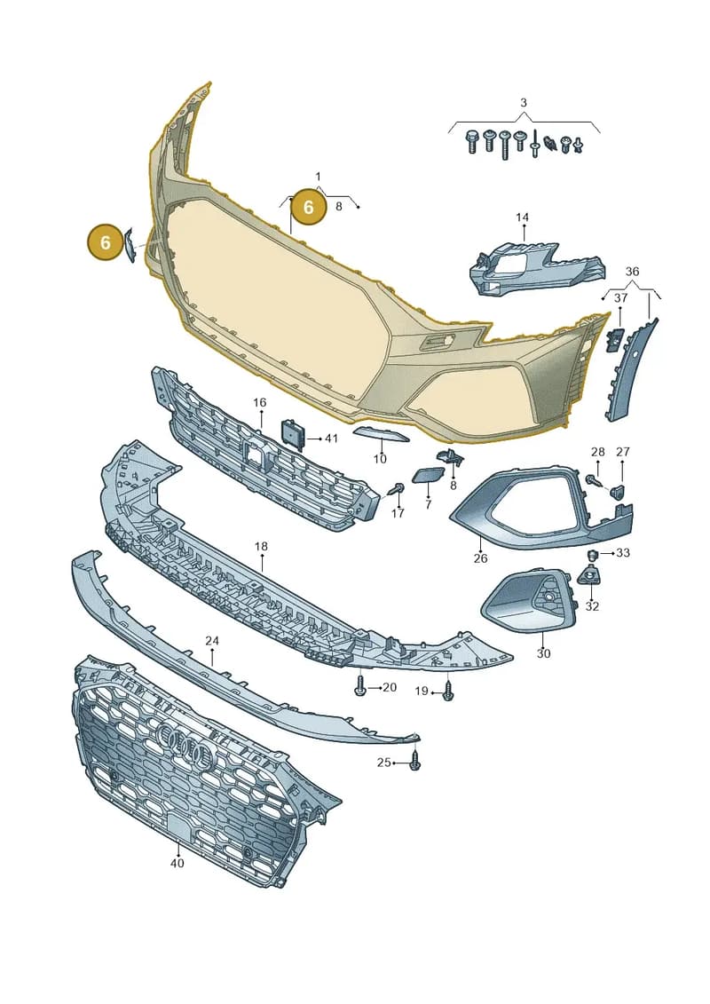8Y4807241AGRU — Audi A3 Sportback (2019-2025) diagram 596807300, position 6