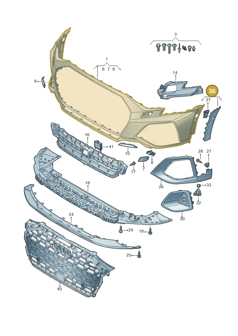 8Y4807258BX7L — Audi A3 Sportback (2019-2025) diagram 596807300, position 36