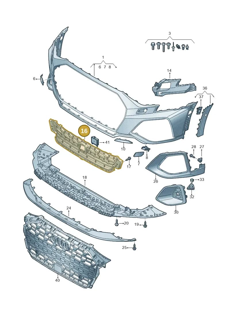 8Y4807647B — Audi A3 Sportback (2019-2025) diagram 596807300, position 16
