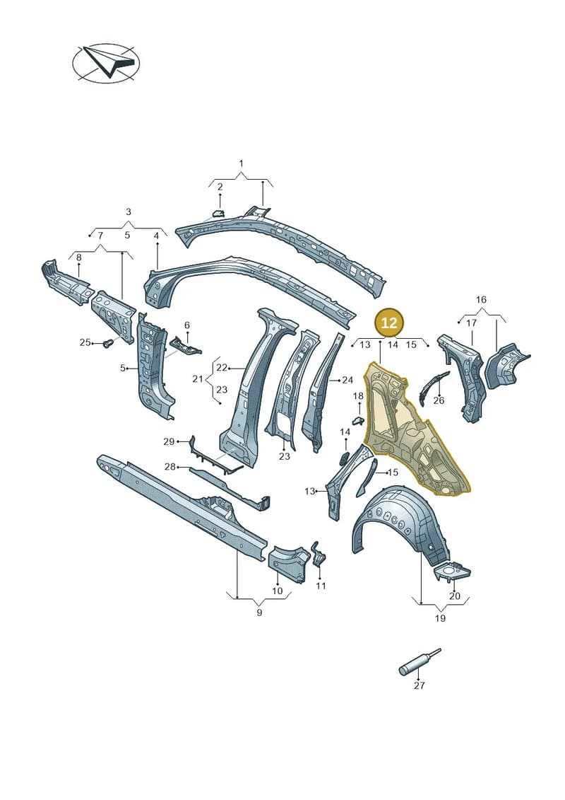8Y4809051 — Audi A3 Sportback (2019-2025) diagram 596809000, position 12