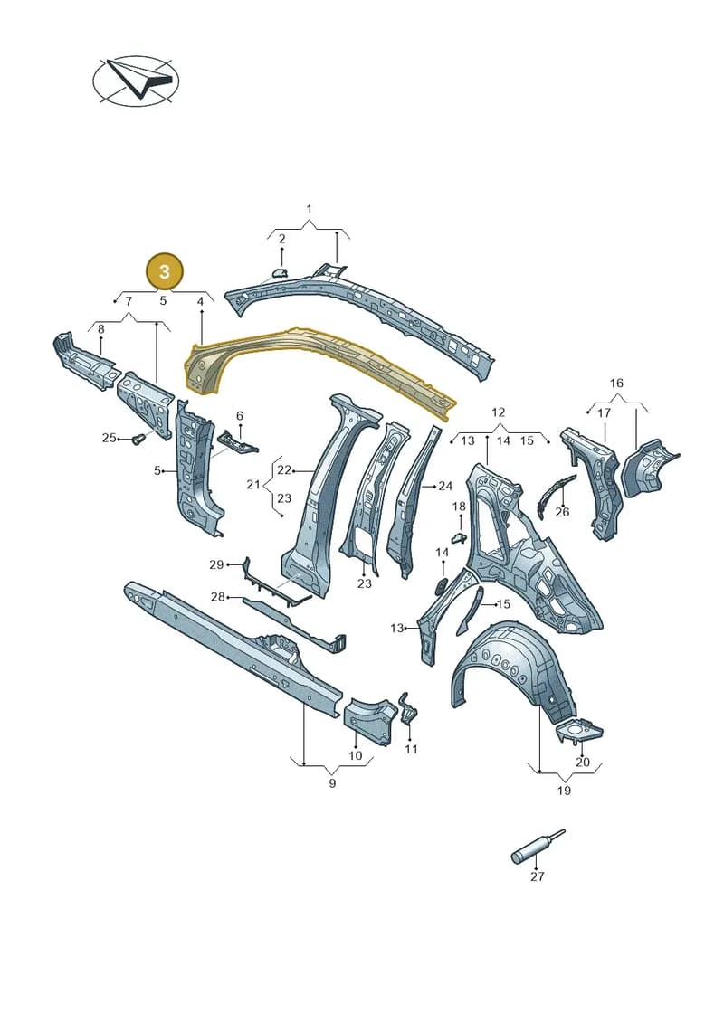 8Y4809201 — Audi A3 Sportback (2019-2025) diagram 596809000, position 3