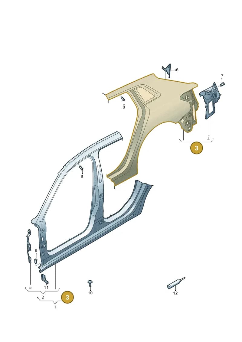 8Y4809837 — Audi A3 Sportback (2019-2025) diagram 596809050, position 3