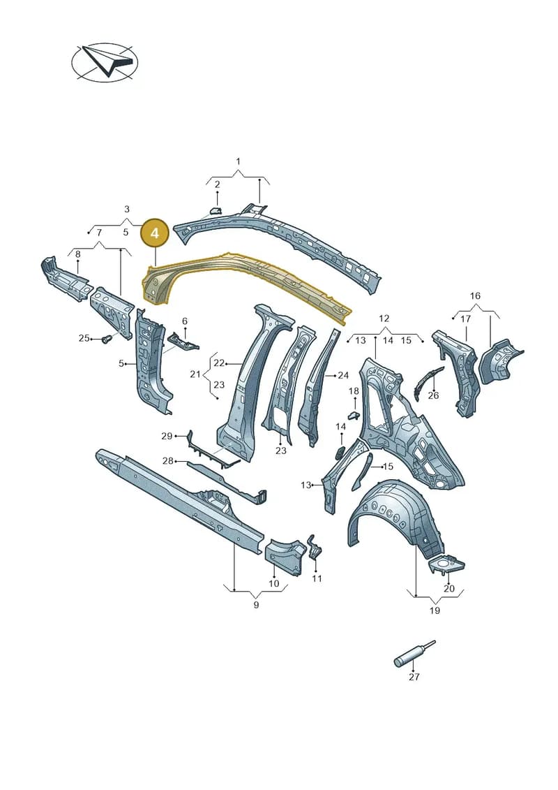 8Y4810283A — Audi A3 Sportback (2019-2025) diagram 596809000, position 4