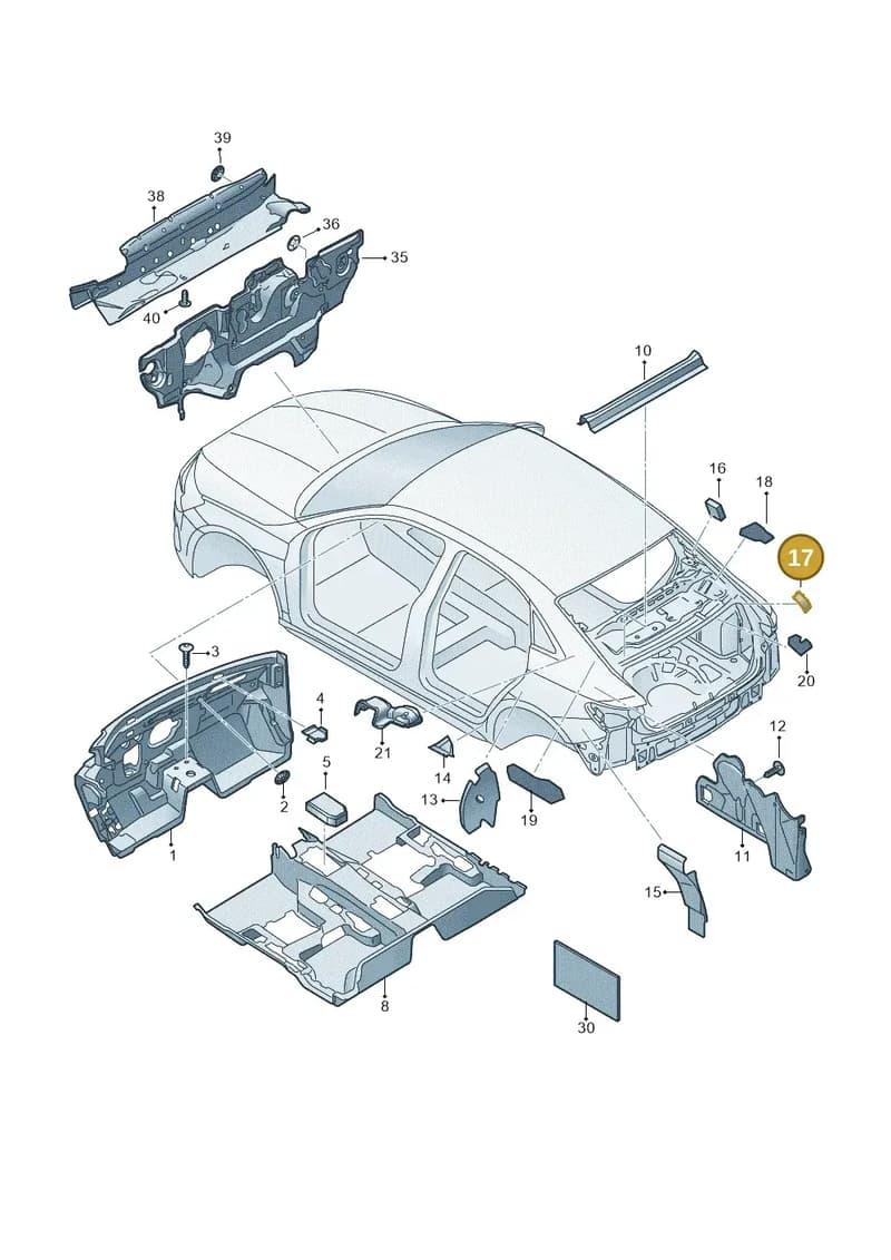 8Y4863309 — Audi A3 Sportback (2019-2025) diagram 596863200, position 17
