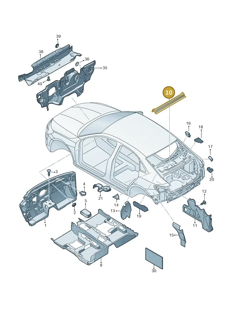 8Y4863475 — Audi A3 Sportback (2019-2025) diagram 596863200, position 10