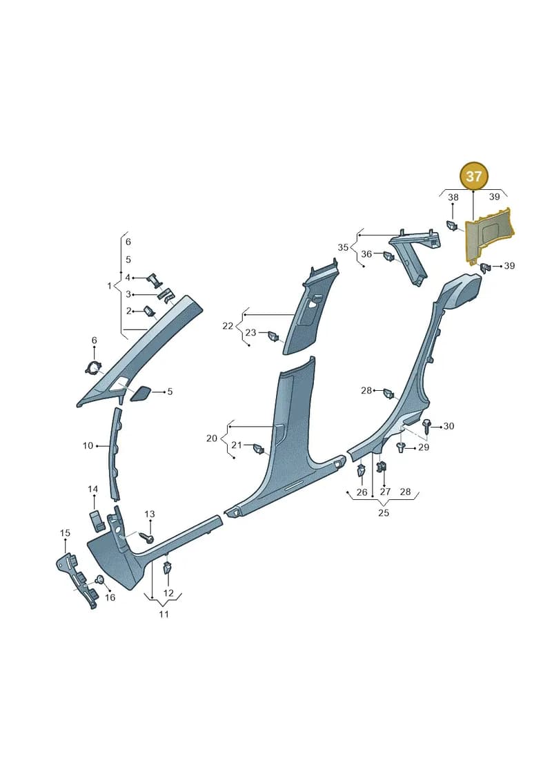 8Y4867245ADK1 — Audi A3 Sportback (2019-2025) diagram 596867650, position 37