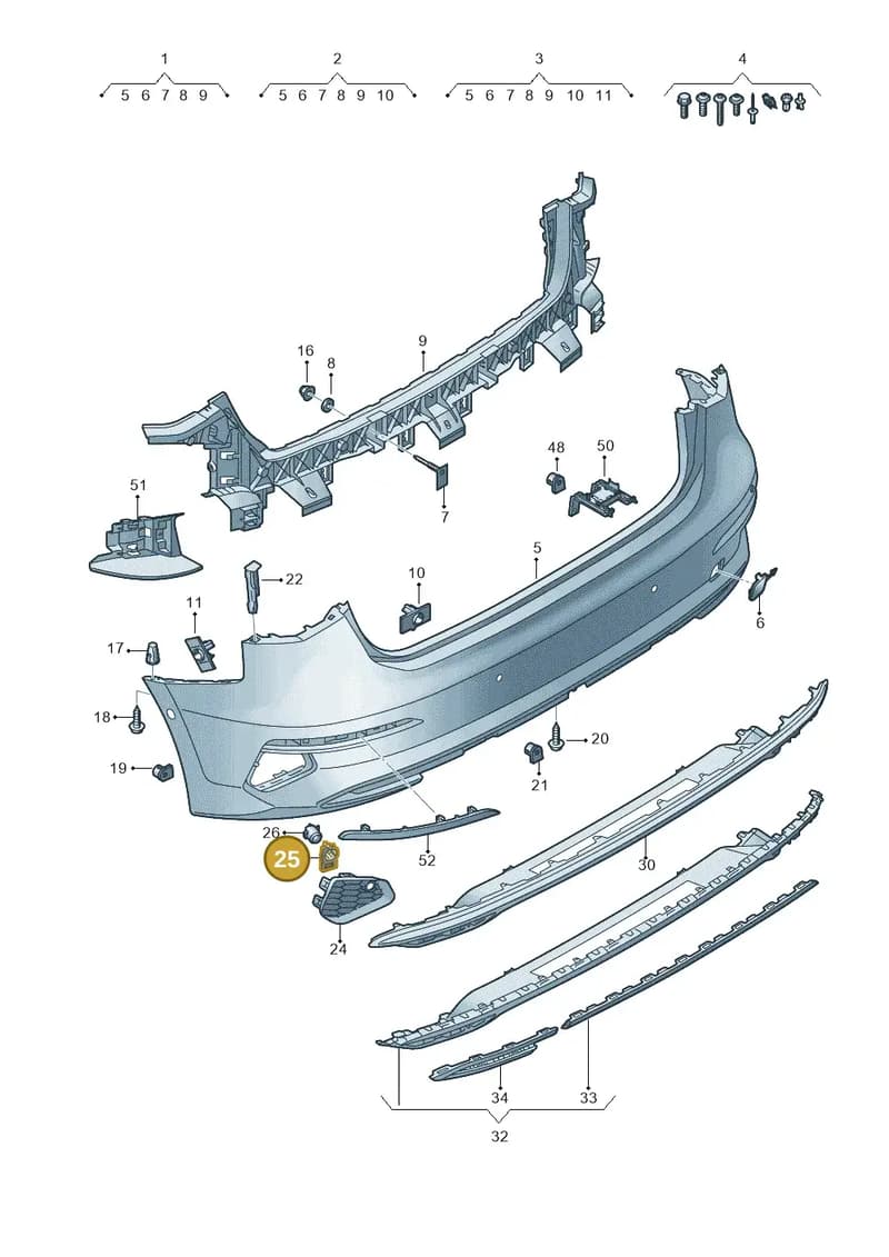 8Y4919289 — Audi A3 Sportback (2019-2025) diagram 596807600, position 25