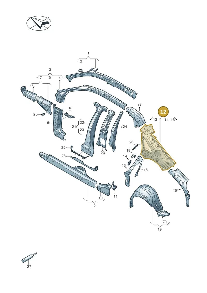 8Y5809052 — Audi A3 Sportback (2019-2025) diagram 596809010, position 12