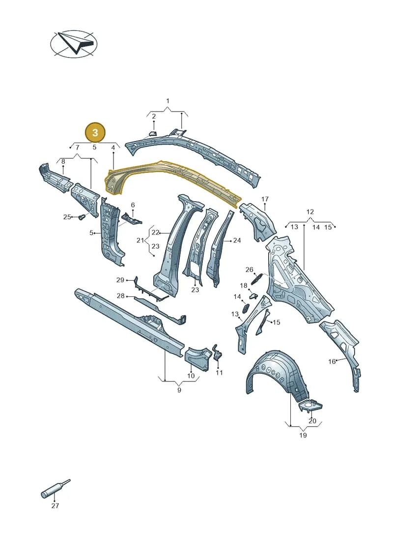 8Y5809201A — Audi A3 Sportback (2019-2025) diagram 596809010, position 3