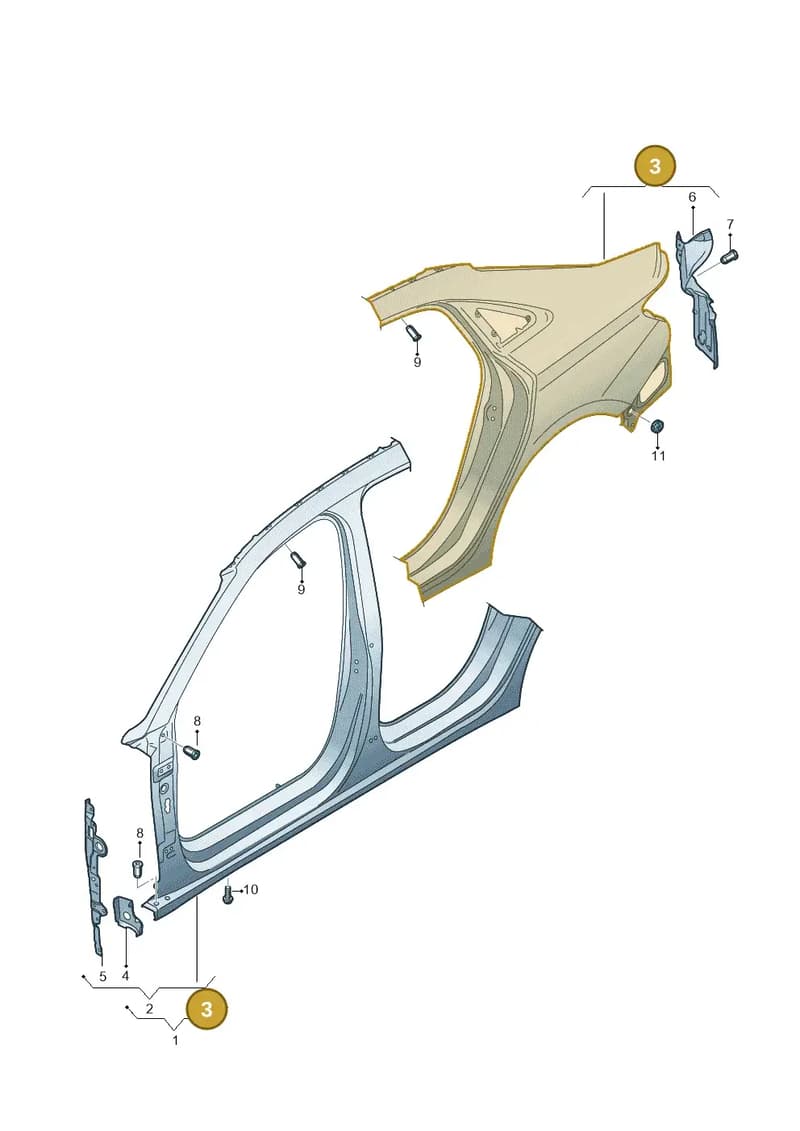 8Y5809838 — Audi A3 Sportback (2019-2025) diagram 596809060, position 3