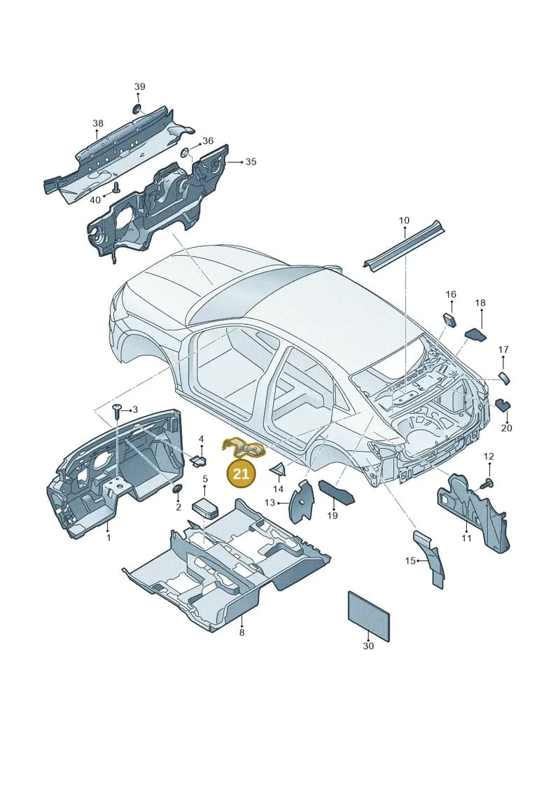 8Y5864786 — Audi A3 Sportback (2019-2025) diagram 596863200, position 21