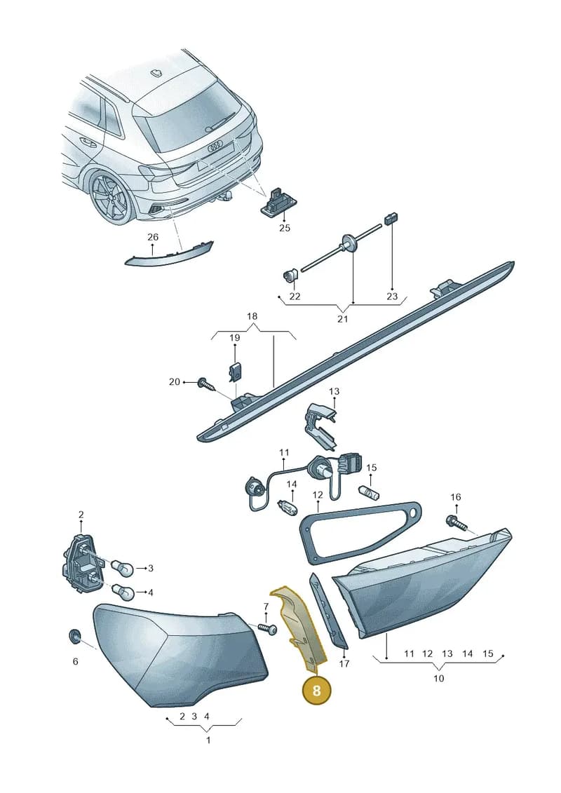 8Y5945254 — Audi A3 Sportback (2019-2025) diagram 596945000, position 8