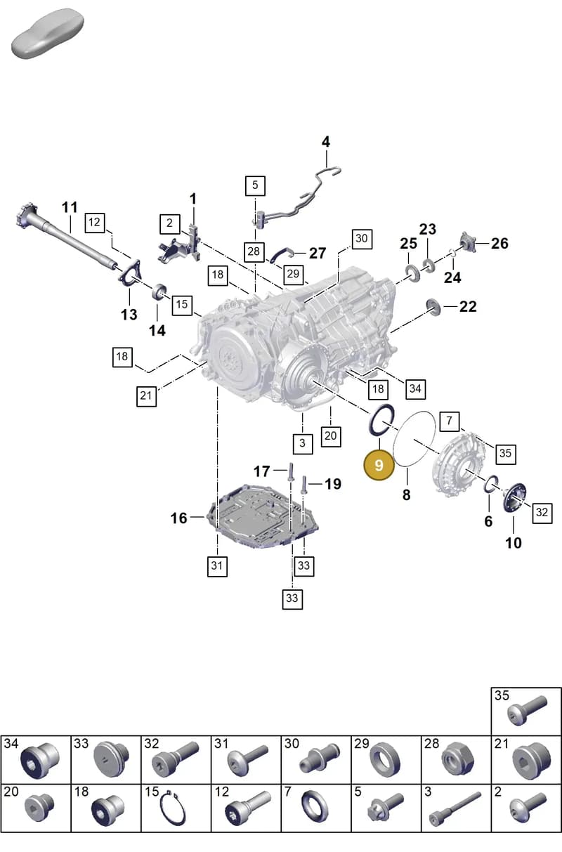 0DT301179 — Porsche 911 (2024-2025) diagram p63302150, position 9