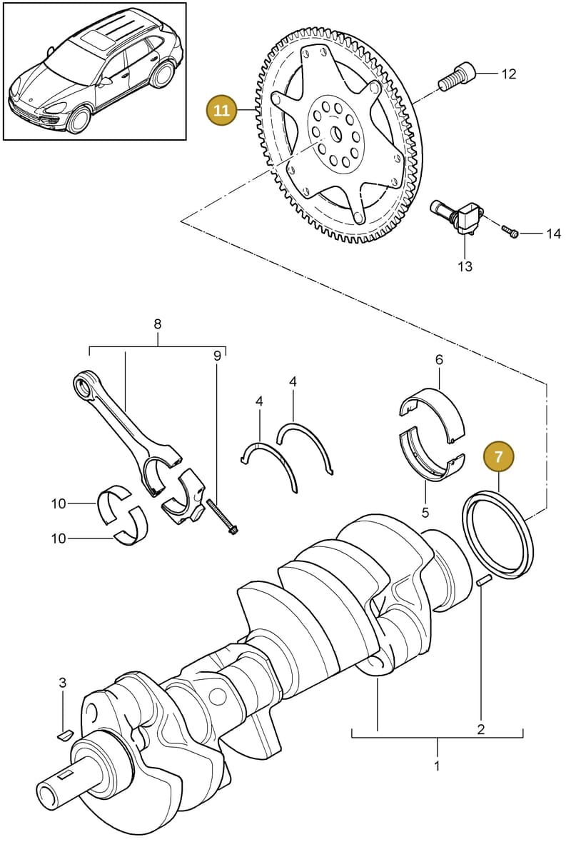 0PB105249 — Porsche Cayenne (2010-2018) diagram p37102000, position 7+11