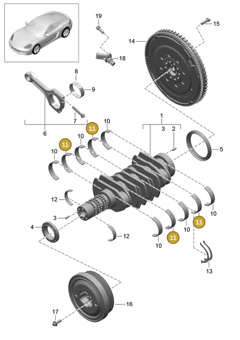 0PB105561N — Porsche Cayman (2016-2019) diagram p50102000, position 11