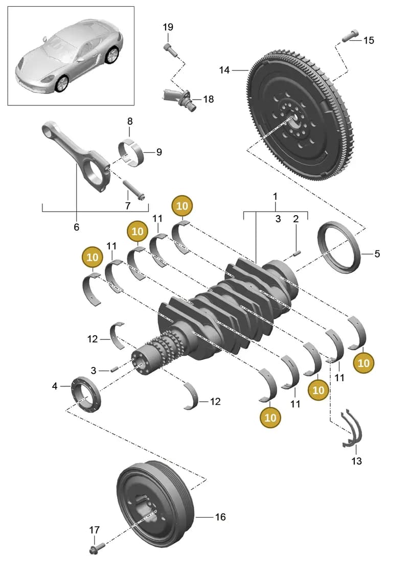 0PB105591Q — Porsche Cayman (2016-2019) diagram p50102000, position 10