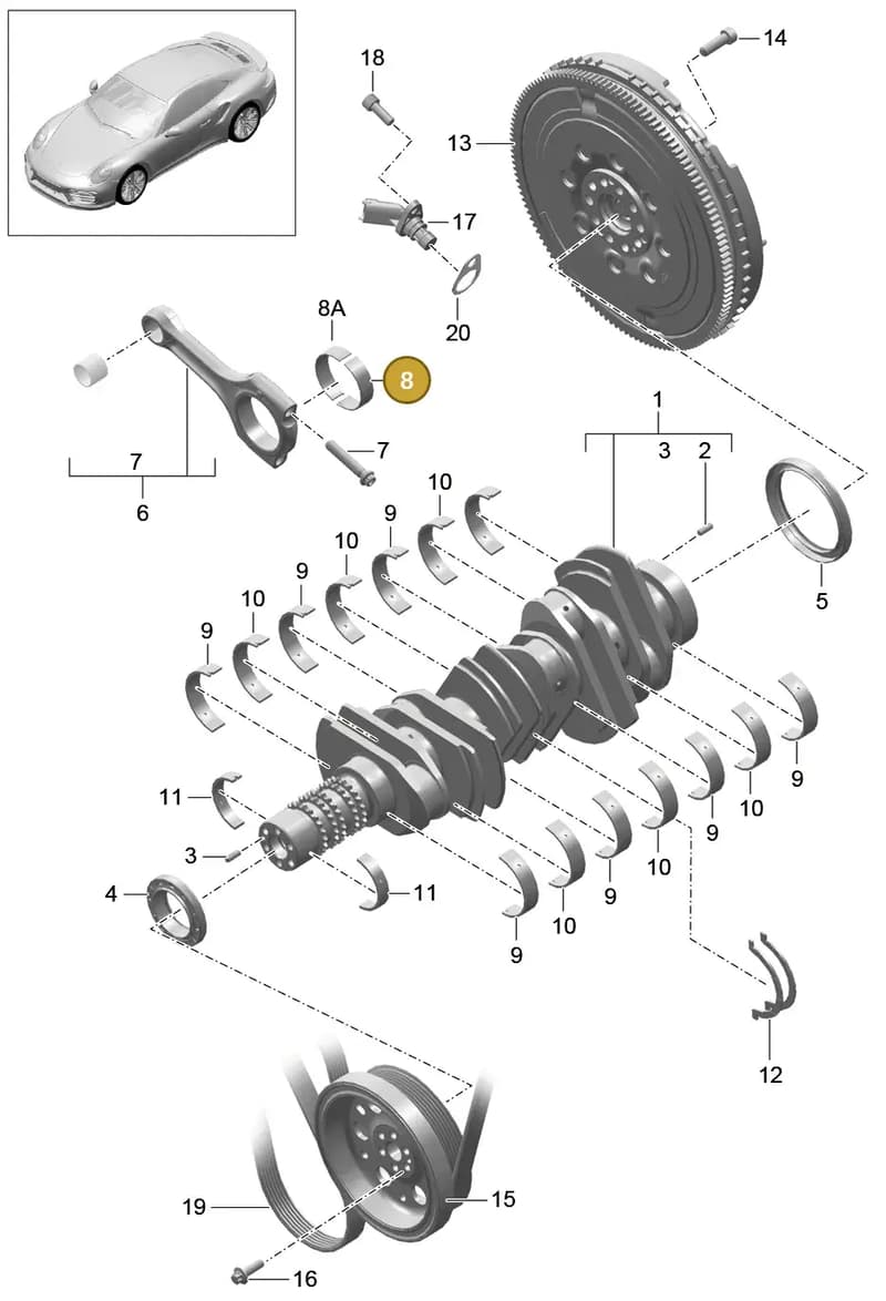 0PB105701C — Porsche 911 (2013-2020) diagram p42102000, position 8