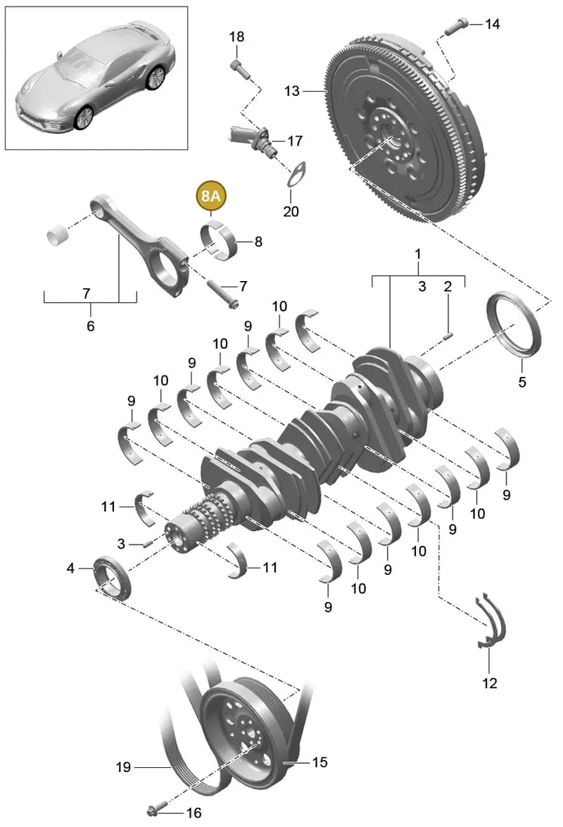 0PB105702C — Porsche 911 (2013-2020) diagram p42102000, position 8A