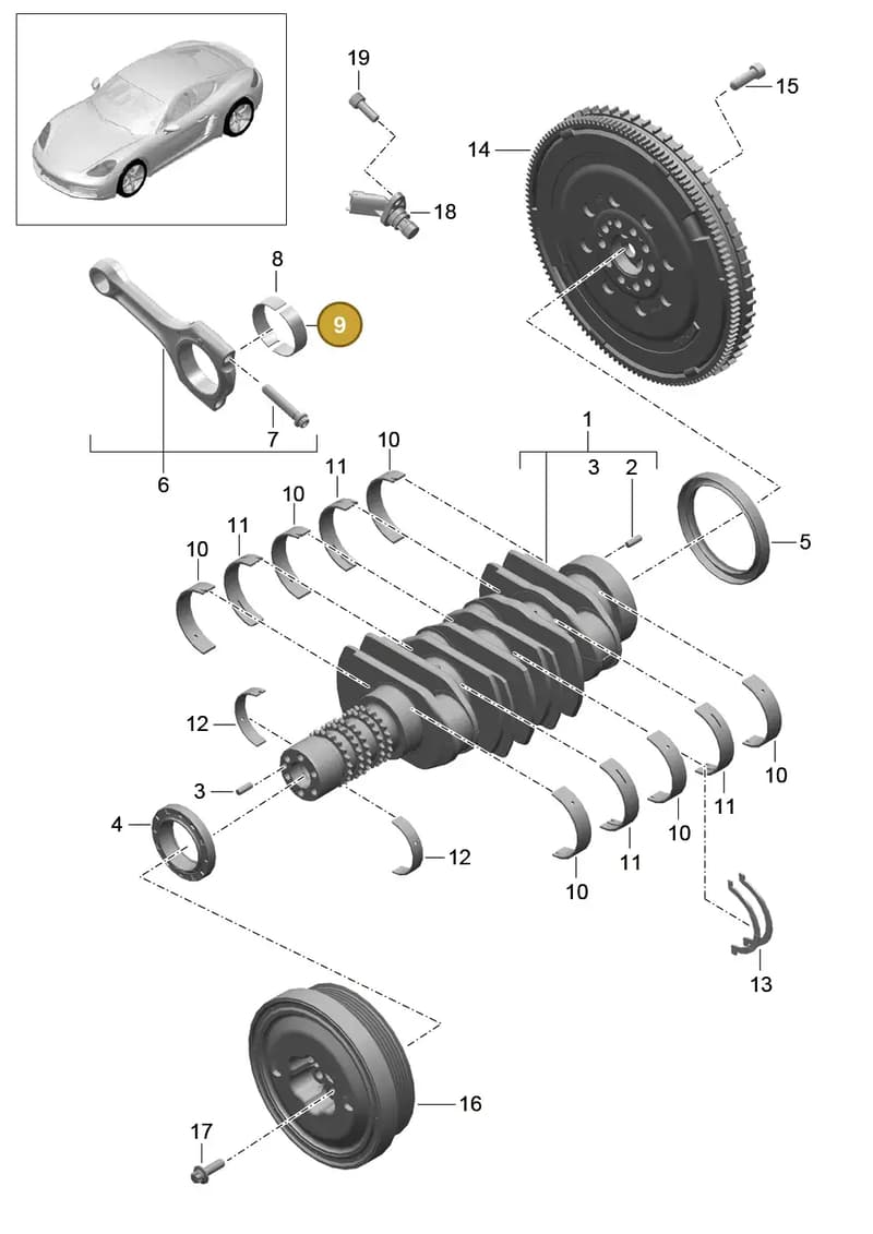 0PB105702C — Porsche Cayman (2016-2019) diagram p50102000, position 9