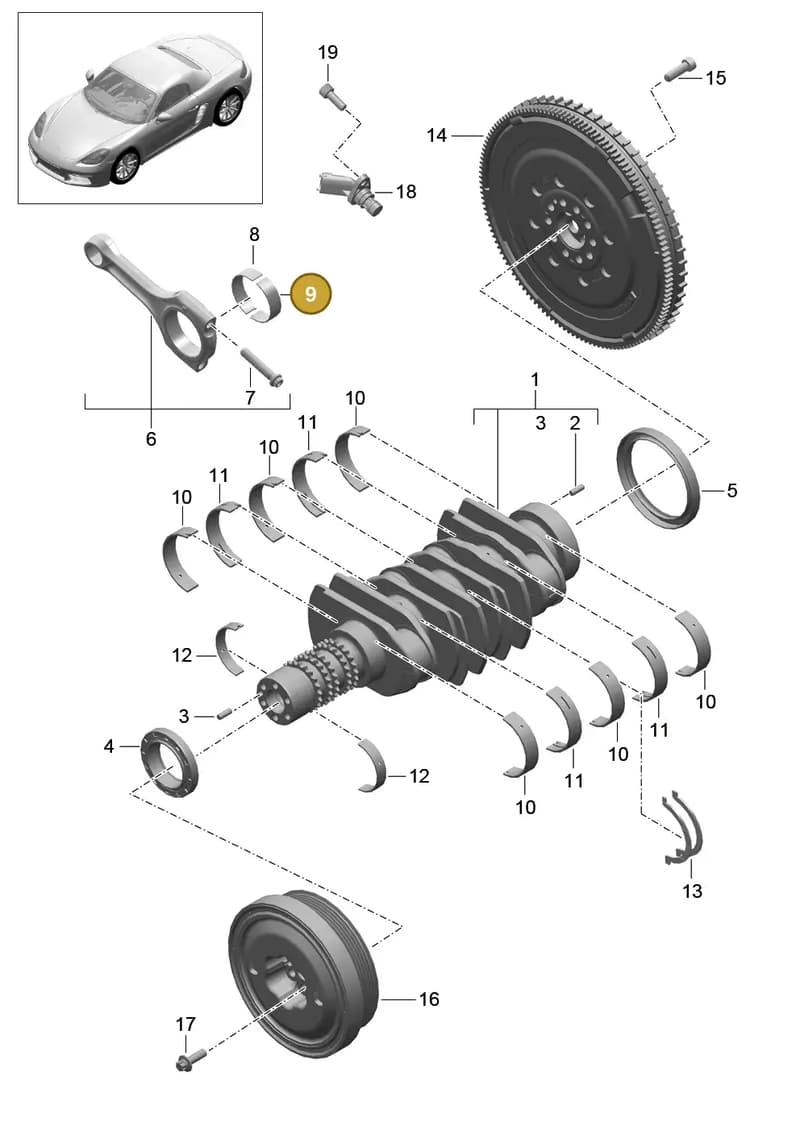 0PB105702J — Porsche Boxster (2016-2019) diagram p48102000, position 9