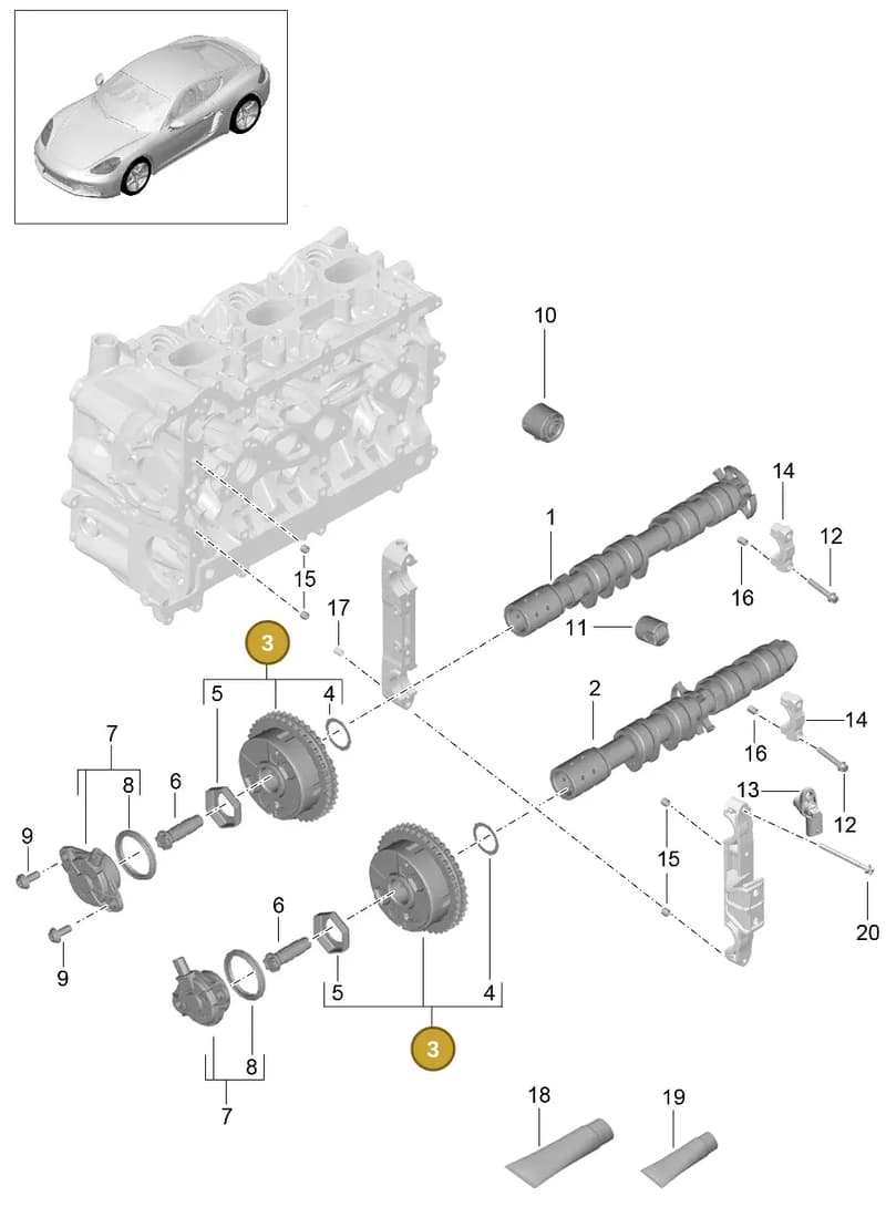 0PB109084N — Porsche Cayman (2016-2019) diagram p50103010, position 3