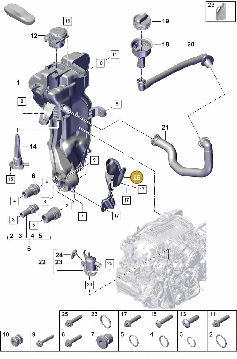 0PB115341D — Porsche Boxster Spyder (2019-2020) diagram p55104200, position 16