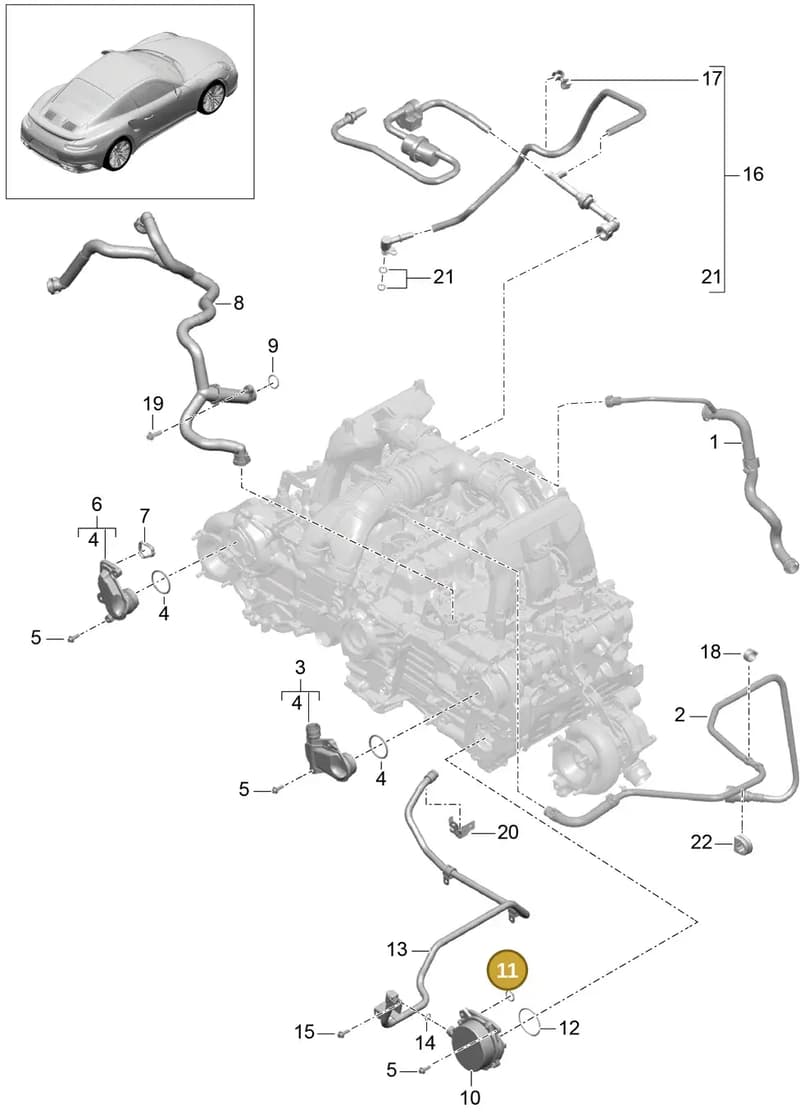 0PB115401K — Porsche 911 (2013-2020) diagram p42104010, position 11