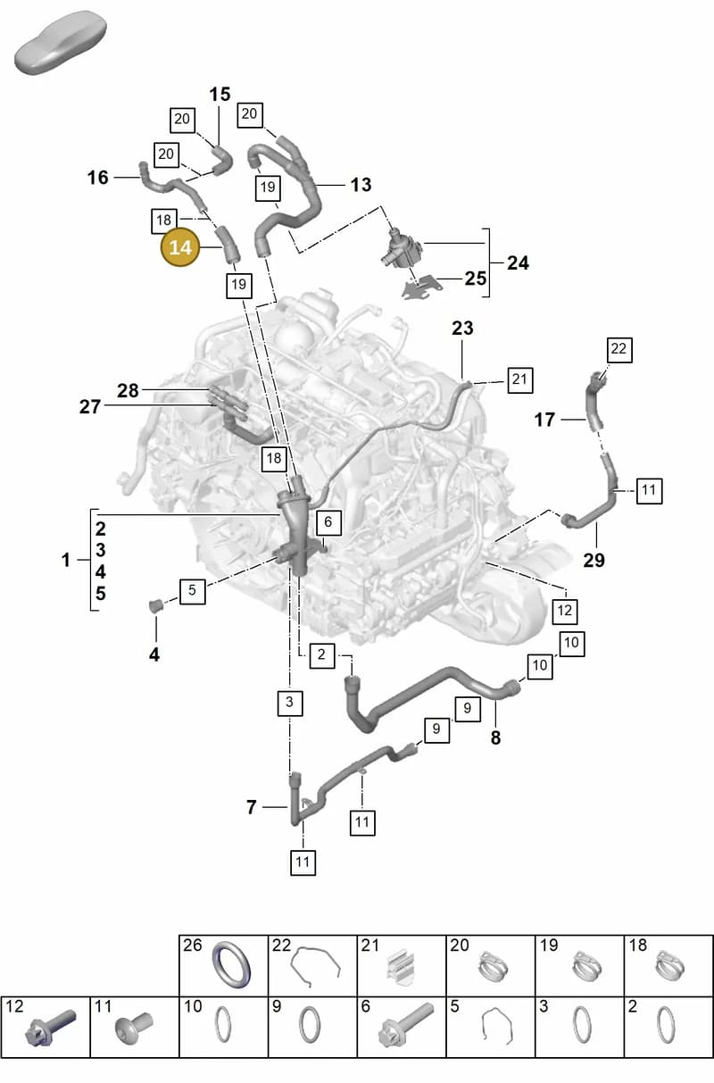 0PB121052 — Porsche 911 (2024-2025) diagram p63105060, position 14