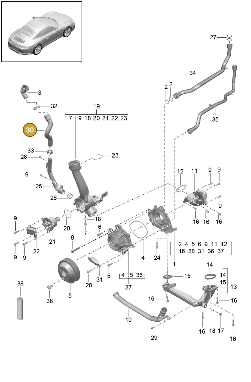 0PB121054A — Porsche 911 (2016-2019) diagram p47105000, position 30