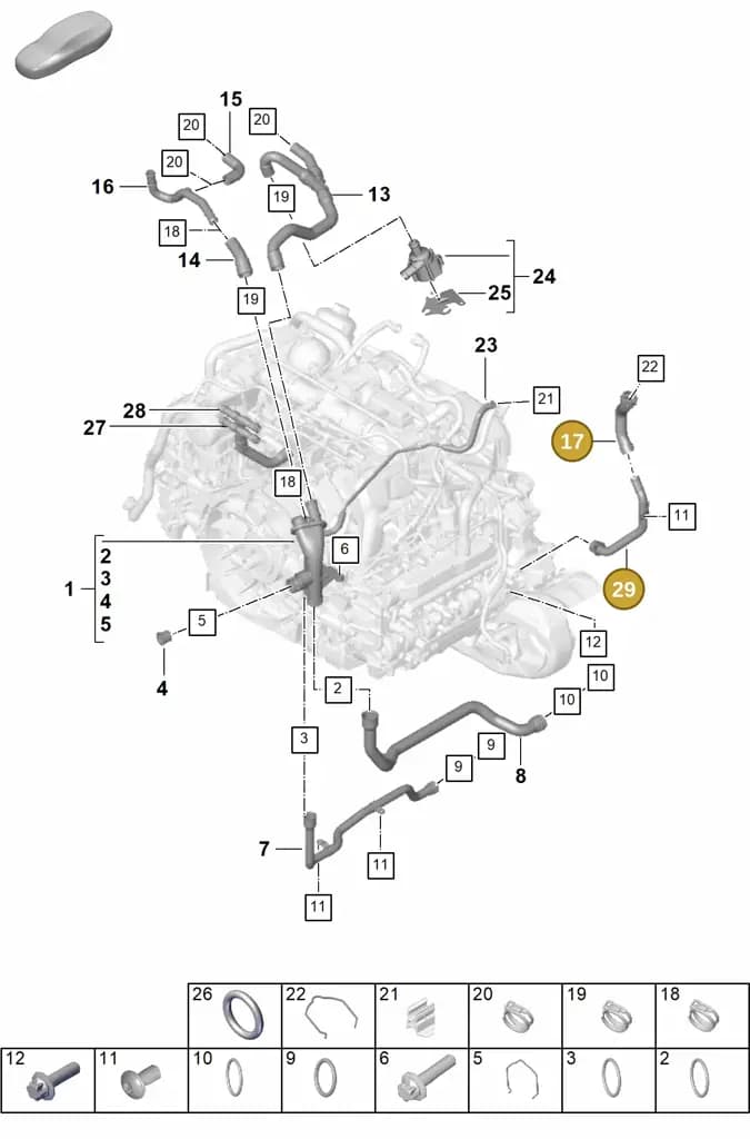 0PB121054 — Porsche 911 (2024-2025) diagram p63105060, position 17+29