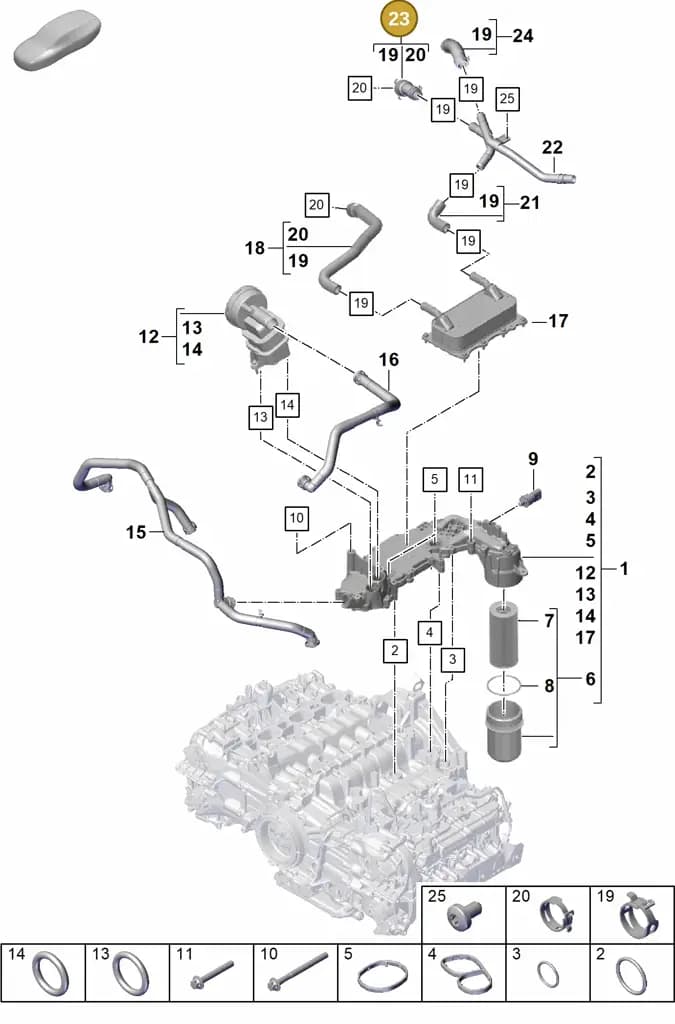 0PB121055A — Porsche Boxster Spyder (2019-2020) diagram p55104110, position 23