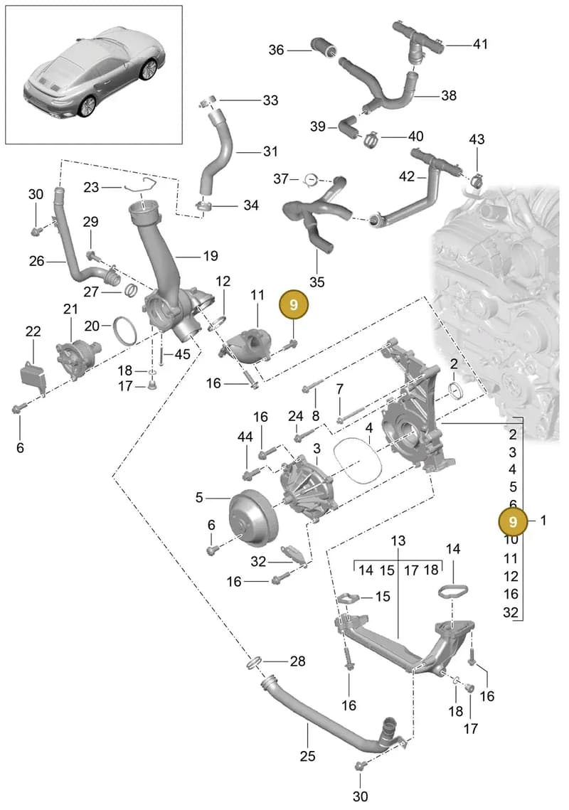 0PB121082 — Porsche 911 (2013-2020) diagram p42105000, position 9