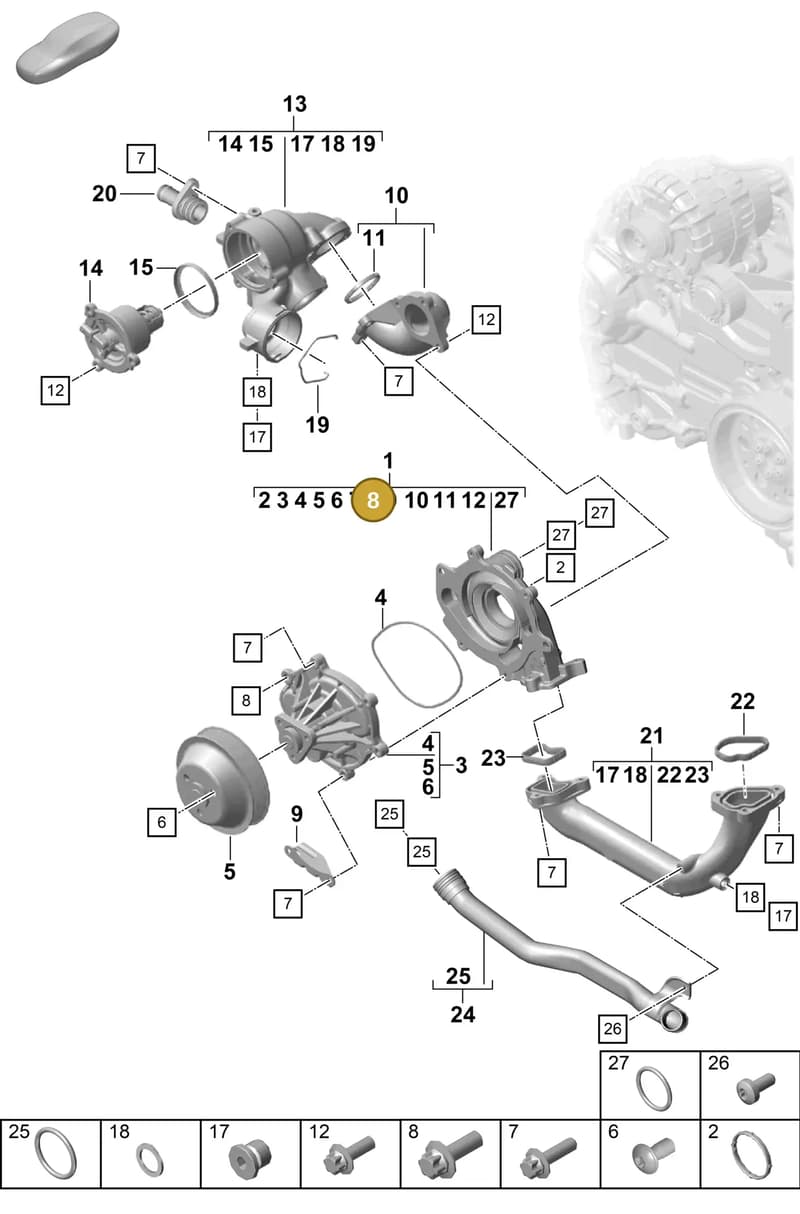 0PB121091A — Porsche Boxster Spyder (2019-2020) diagram p55105000, position 8