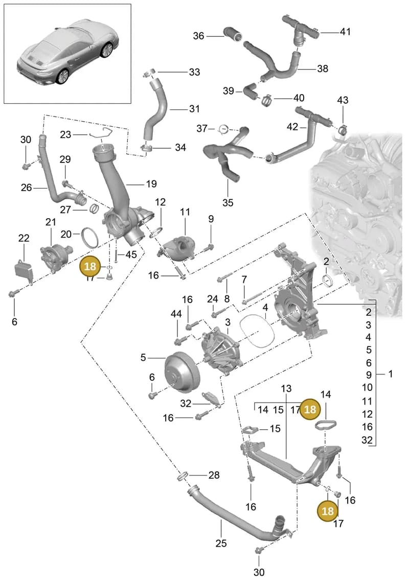 0PB121097 — Porsche 911 (2013-2020) diagram p42105000, position 18