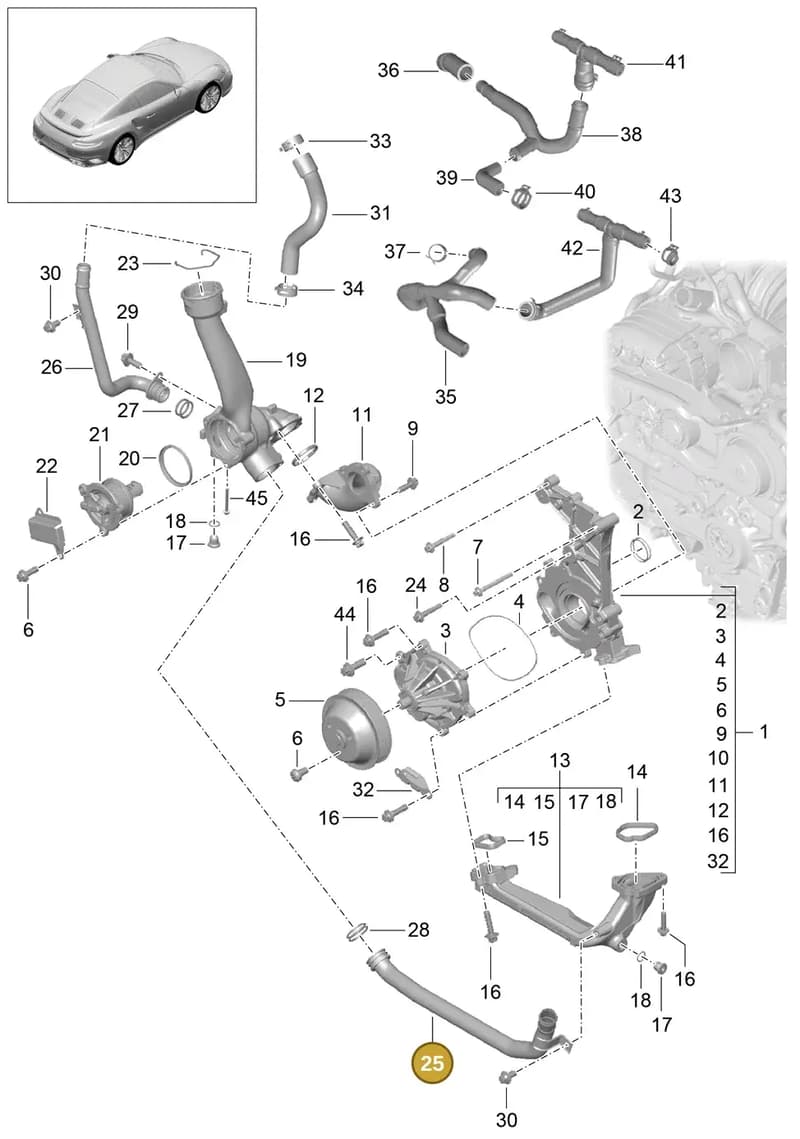 0PB121099 — Porsche 911 (2013-2020) diagram p42105000, position 25