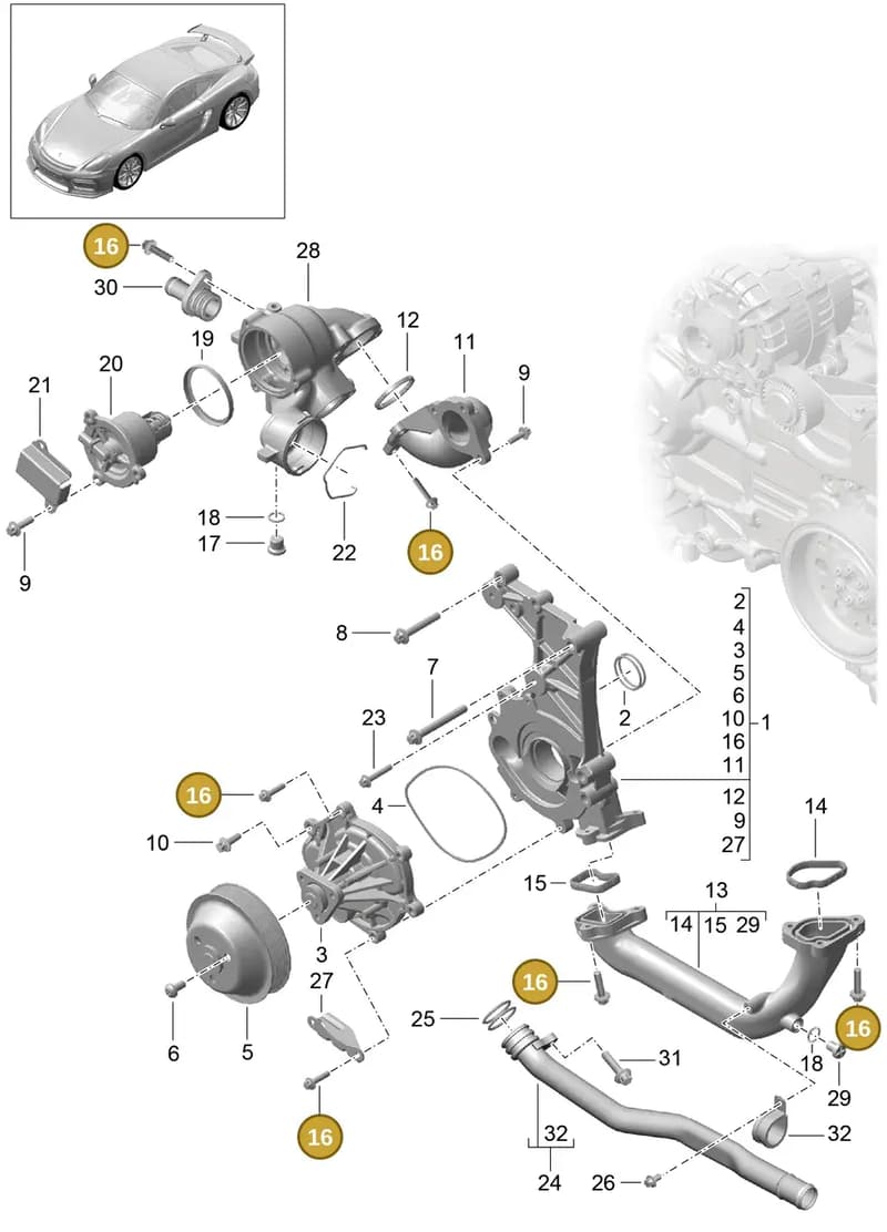 0PB121099 — Porsche Cayman GT4 (2015-2016) diagram p45105000, position 16