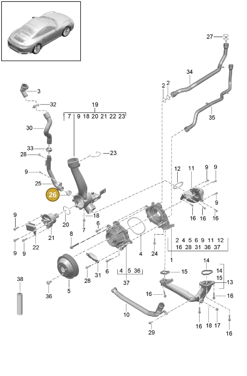 0PB121099 — Porsche 911 (2016-2019) diagram p47105000, position 26