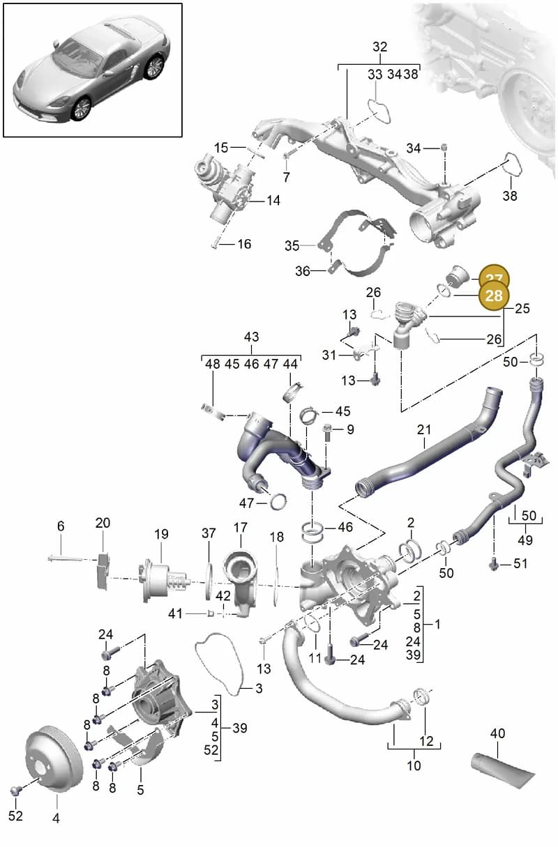 0PB121099 — Porsche Boxster (2016-2019) diagram p48105000, position 27+28