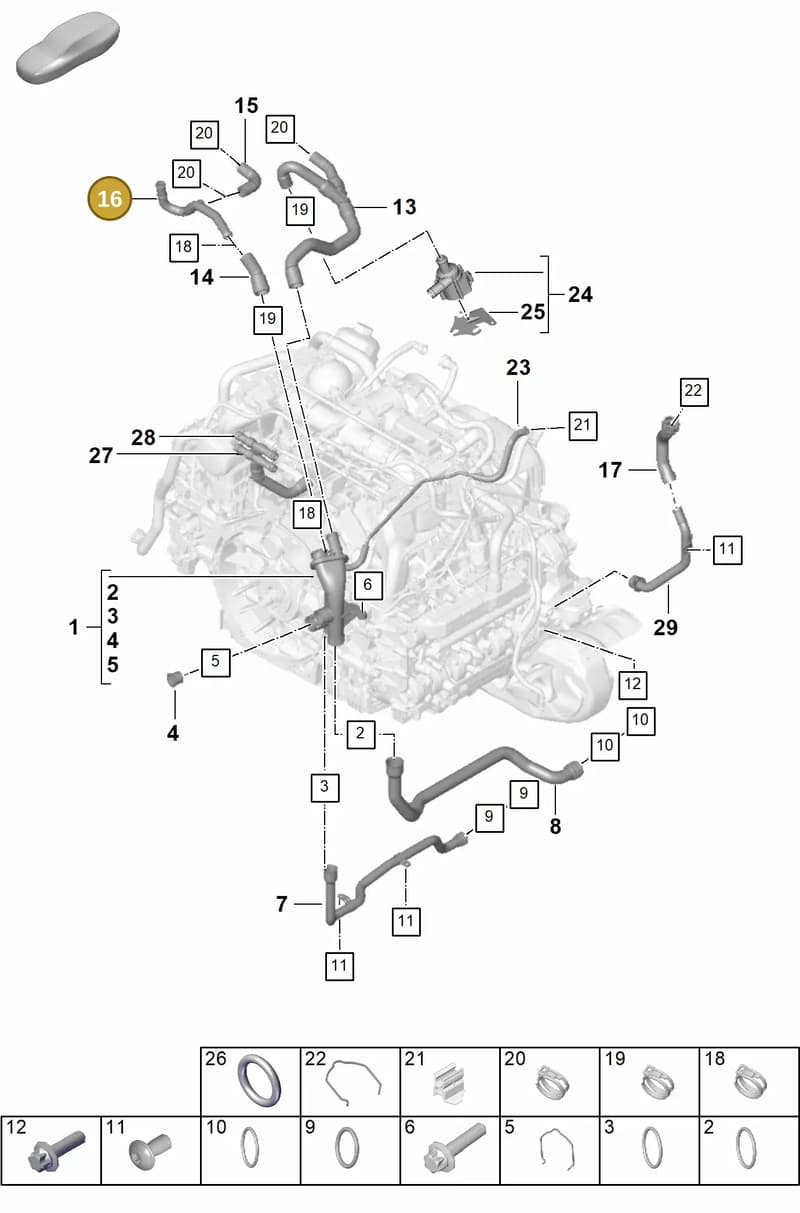0PB121398B — Porsche 911 (2024-2025) diagram p63105060, position 16
